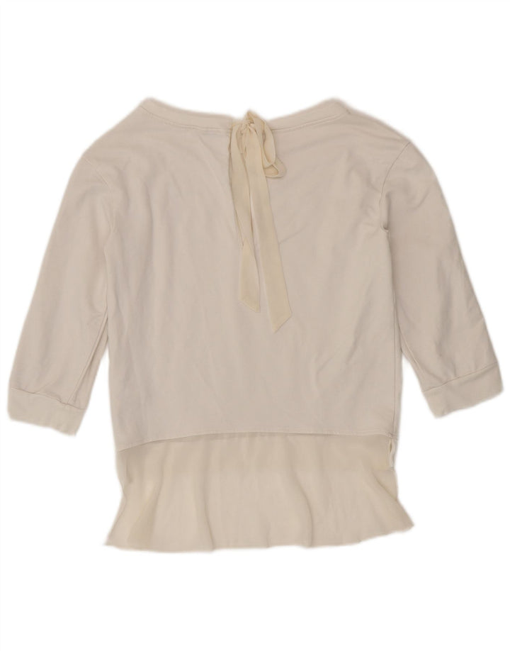 Liu Jo Damen-Sweatshirt mit 3/4-Ärmeln, IT 40, Größe S, weiße Baumwolle