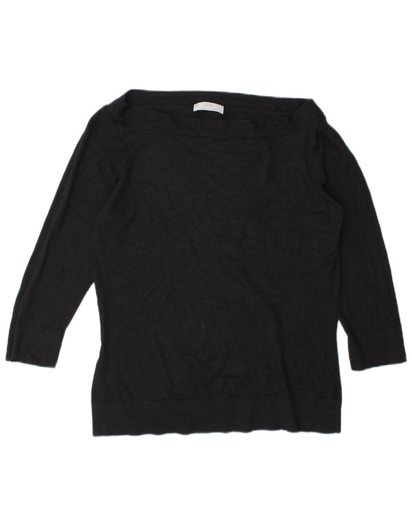 Marks & Spencer Damen Lash Top 3/4 Ärmel UK 10 Small Schwarze Viskose