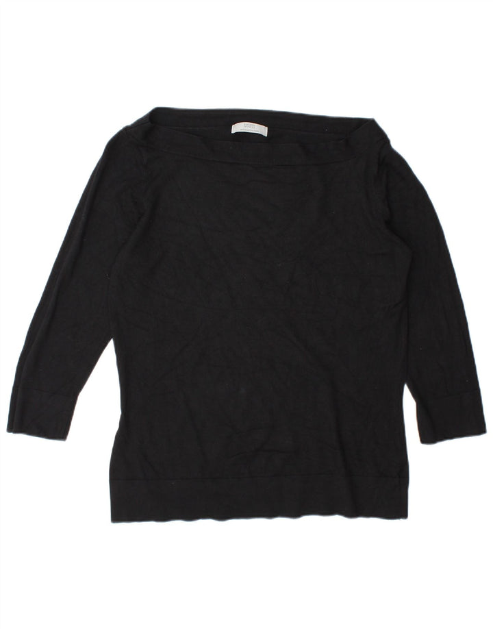 Marks & Spencer Damen Lash Top 3/4 Ärmel UK 10 Small Schwarze Viskose