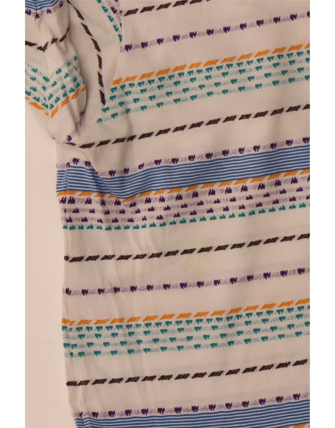 Patagonia Herren-T-Shirt-Oberteil aus mittelgroßer, cremefarbener, gestreifter Baumwolle