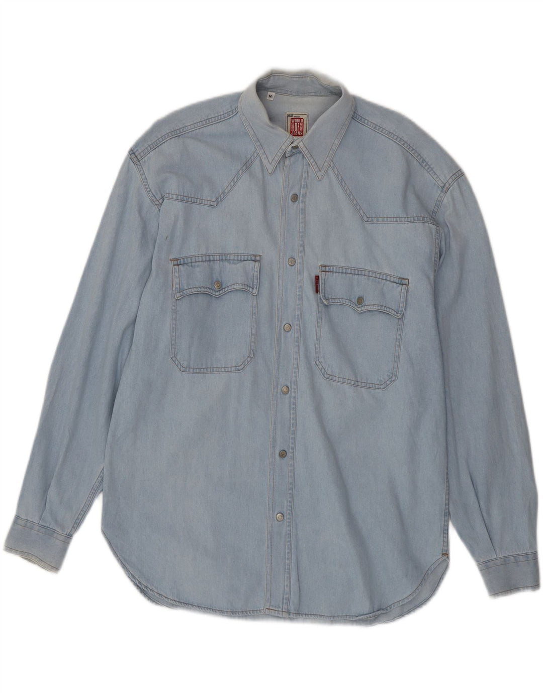 CASUCCI Mens Denim Shirt Medium Blue Cotton