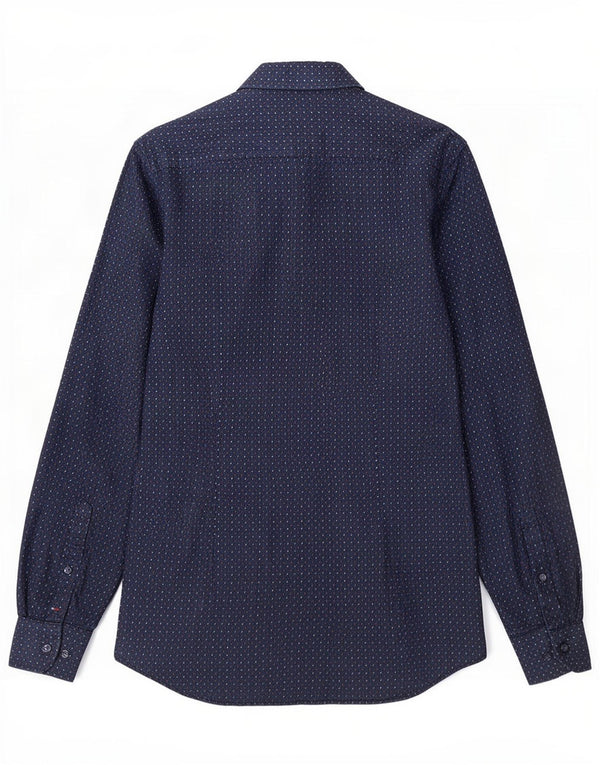 Tommy Hilfiger Mens Slim Fit Shirt Size 38 15 Medium Navy Blue Paisley
