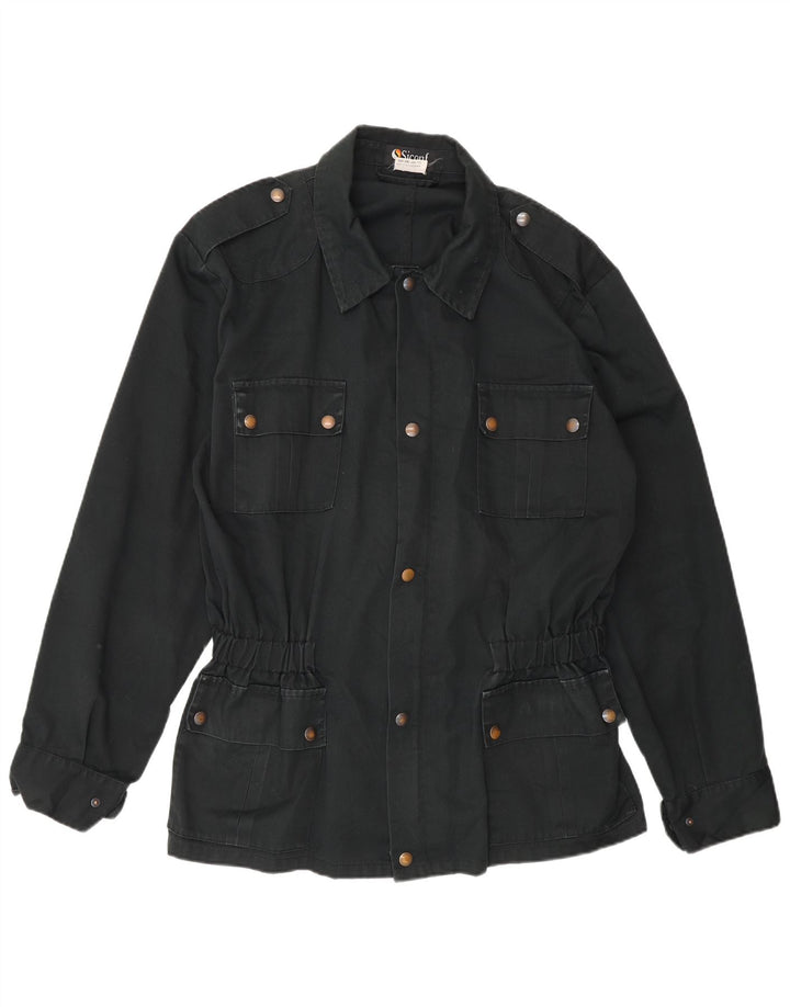 Vintage Mens Military Utility Jacket IT 54 2XL Black Polyester