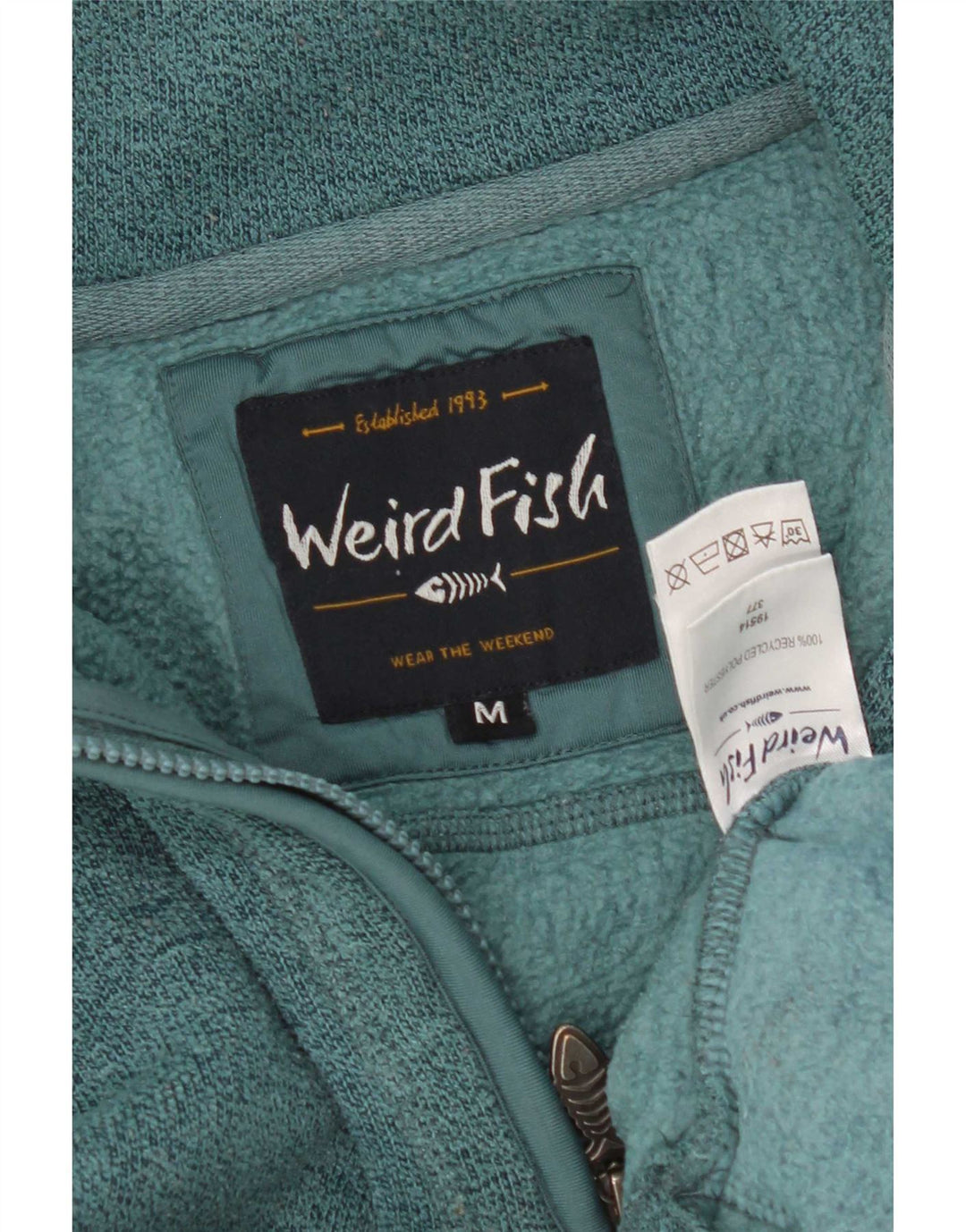 Weird Fish Herren-Sweatshirt mit Reißverschluss am Hals, mittelgrünes Polyester