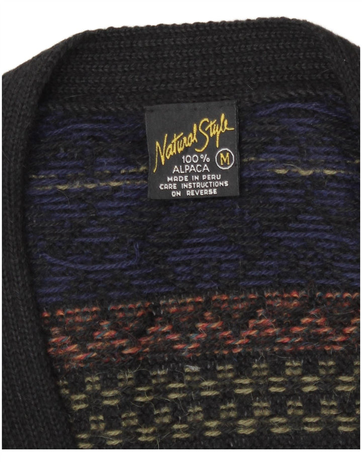 Vintage Herren Cardigan Pullover Medium Mehrfarbig Fair Isle Alpakawolle