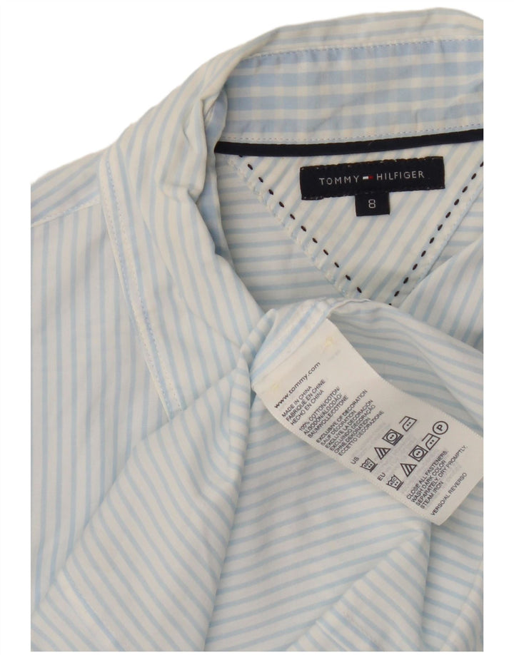Tommy Hilfiger Damenhemd US 8 Mittelblaue Nadelstreifen-Baumwolle
