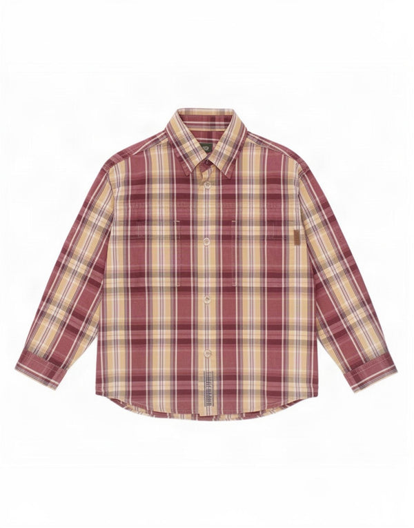 Timberland Boys Shirt 3-4 Years Burgundy Check Cotton