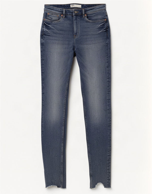 Zara Damen Distressed Skinny Jeans EU 38 Small W28 L30 Blaue Baumwolle