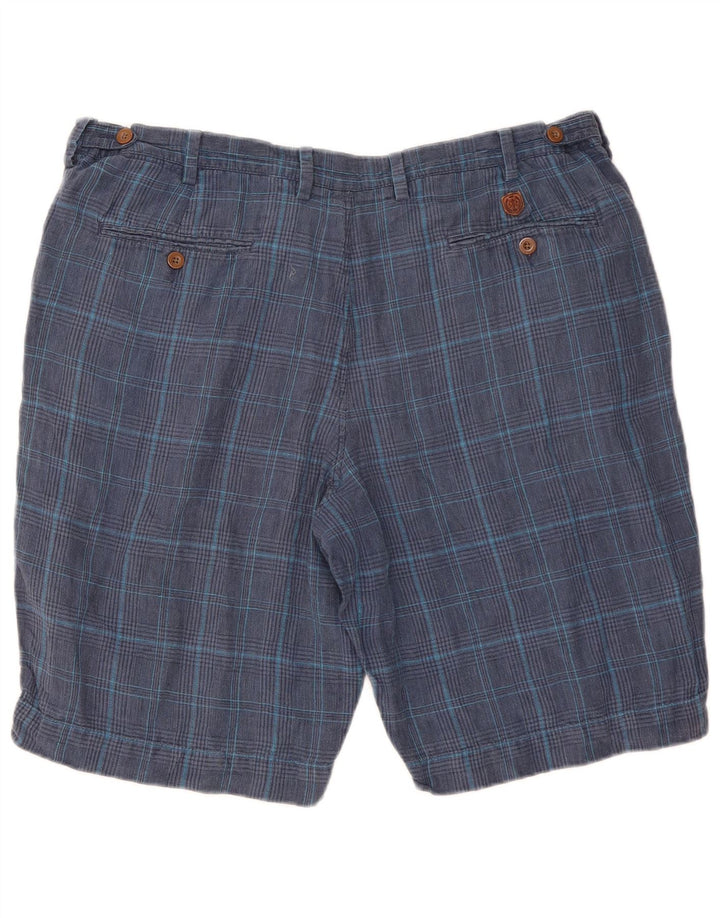 MARKS & SPENCER Herren Chinoshorts W40 XL Marineblau kariertes Leinen