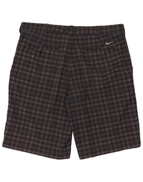 Nike Mens Dri Fit Chino Shorts W34 Large Grey Gingham Polyester