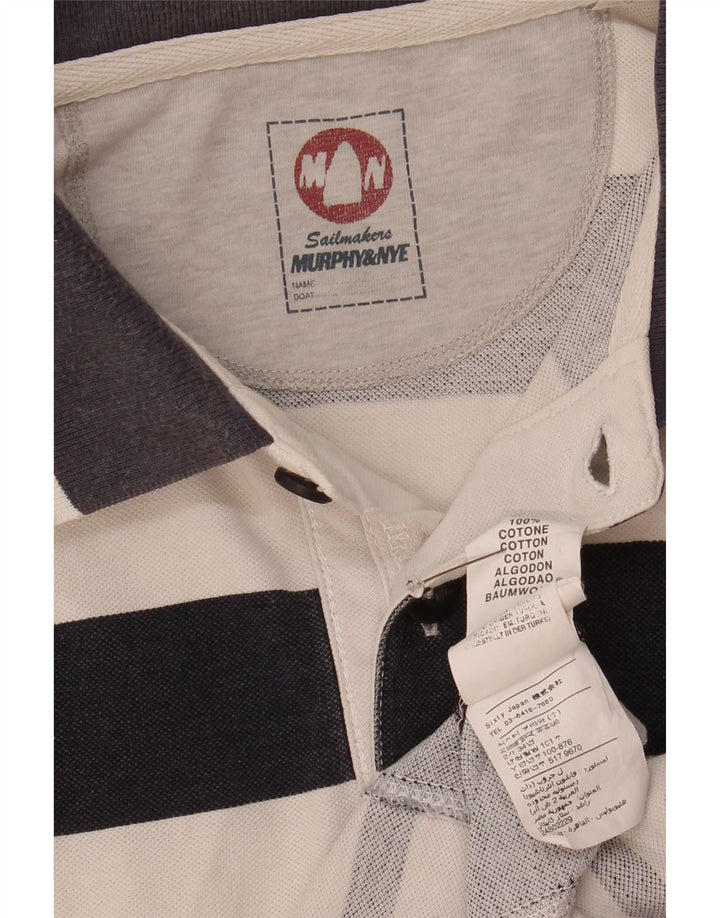 Murphy & Nye Herren-Poloshirt XL, weiß gestreift, Baumwolle