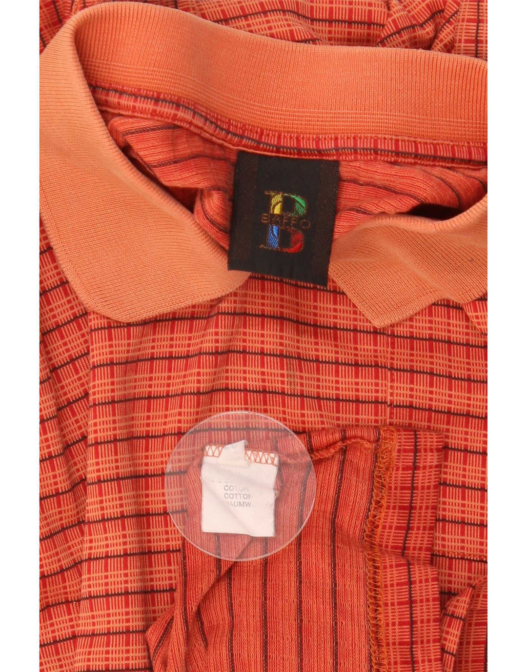 Baffo Herren Poloshirt IT 56 XL Orange Karo Baumwolle