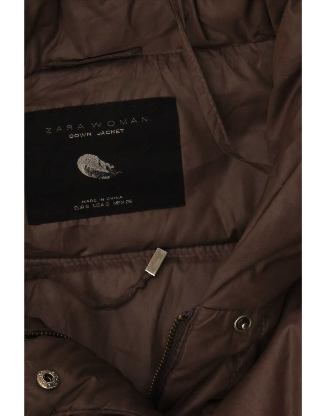 Zara Damen Wattierte Jacke UK 8 Small Braun Polyester