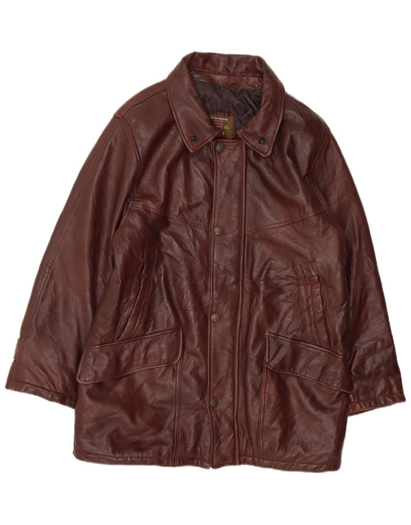 MAESTRO ARTIEIANO Herren Lederjacke UK 44 2XL Braunes Leder