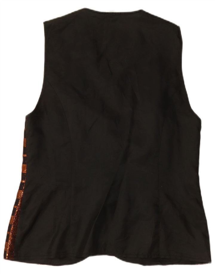 VINTAGE Damenweste UK 14 Mittelbraun kariertes Polyester