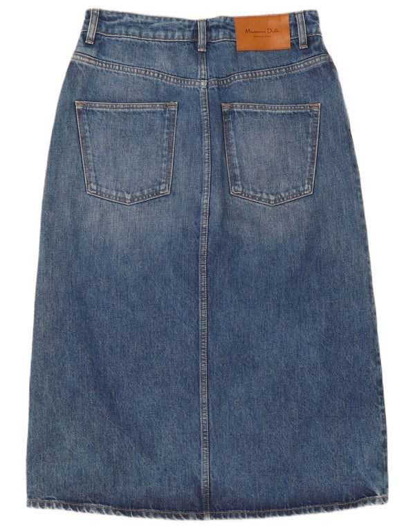 Massimo Dutti Damen-Jeansrock mit hoher Taille, EU 40, Mittel W30, blaue Baumwolle
