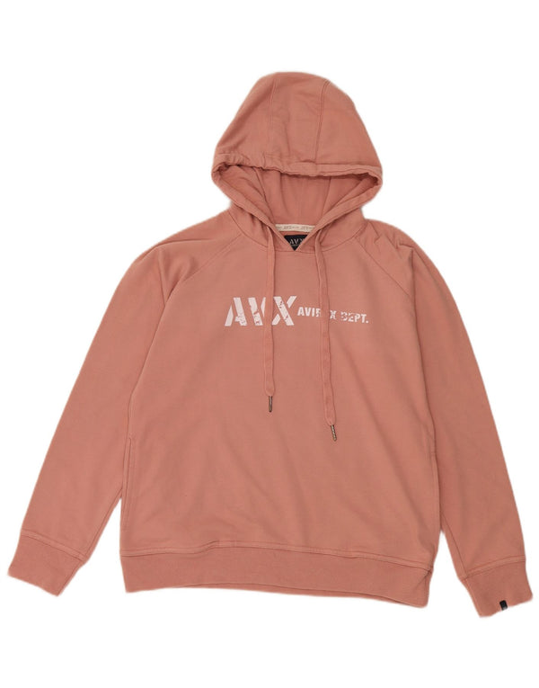 Avirex Womens Graphic Hoodie Pullover UK 16 Große rosa Baumwolle