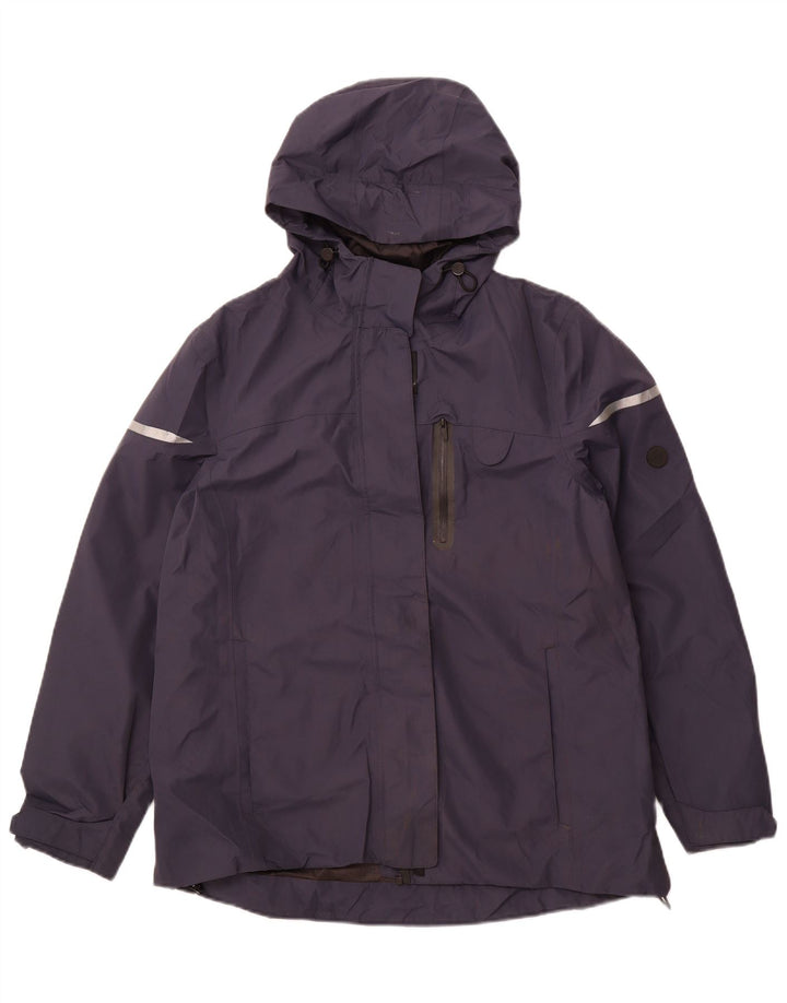 FAT FACE Womens Hooded Rain Jacket UK 14 Large Navy Blue Polyester