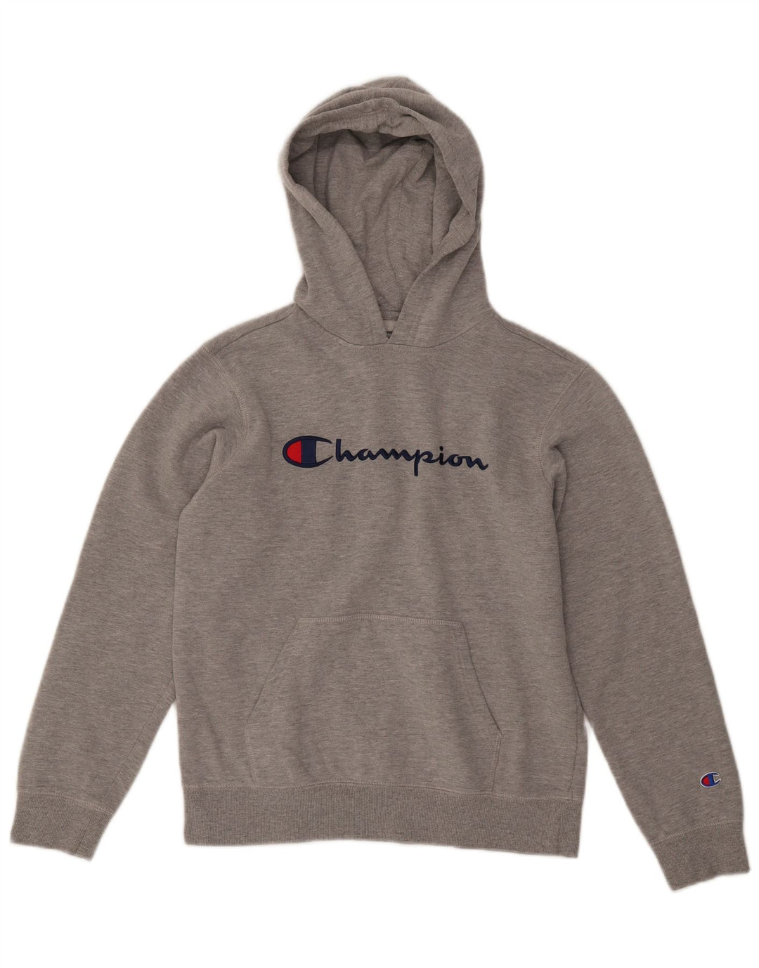 CHAMPION Jungen-Pullover mit grafischem Kapuzenpullover, 13–14 Jahre, XL, grau gesprenkelte Baumwolle