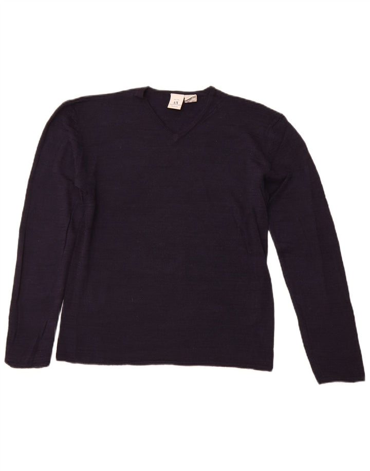 ARMANI EXCHANGE Damen-Pullover mit V-Ausschnitt, Gr. 12, mittleres Marineblau