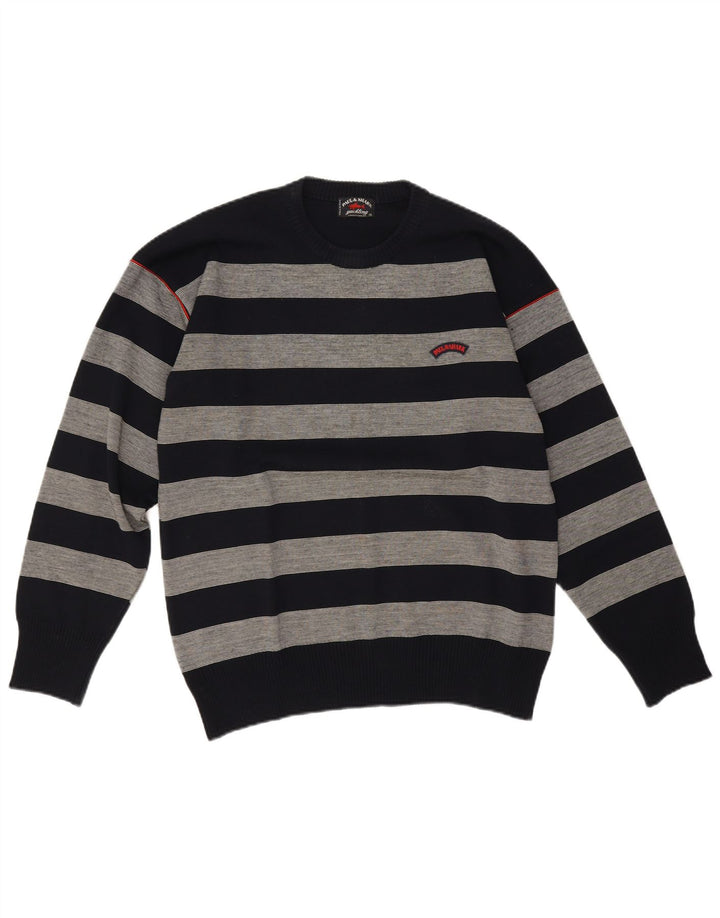 Paul & Shark Herren-Pullover mit Rundhalsausschnitt, mittleres Marineblau gestreift