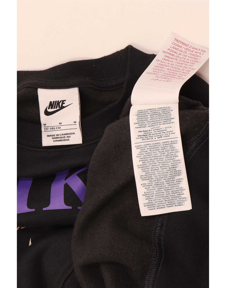 Nike Mädchen-Sweatshirt mit übergroßem Grafikmotiv, 10–11 Jahre, mittelgroß, Schwarz