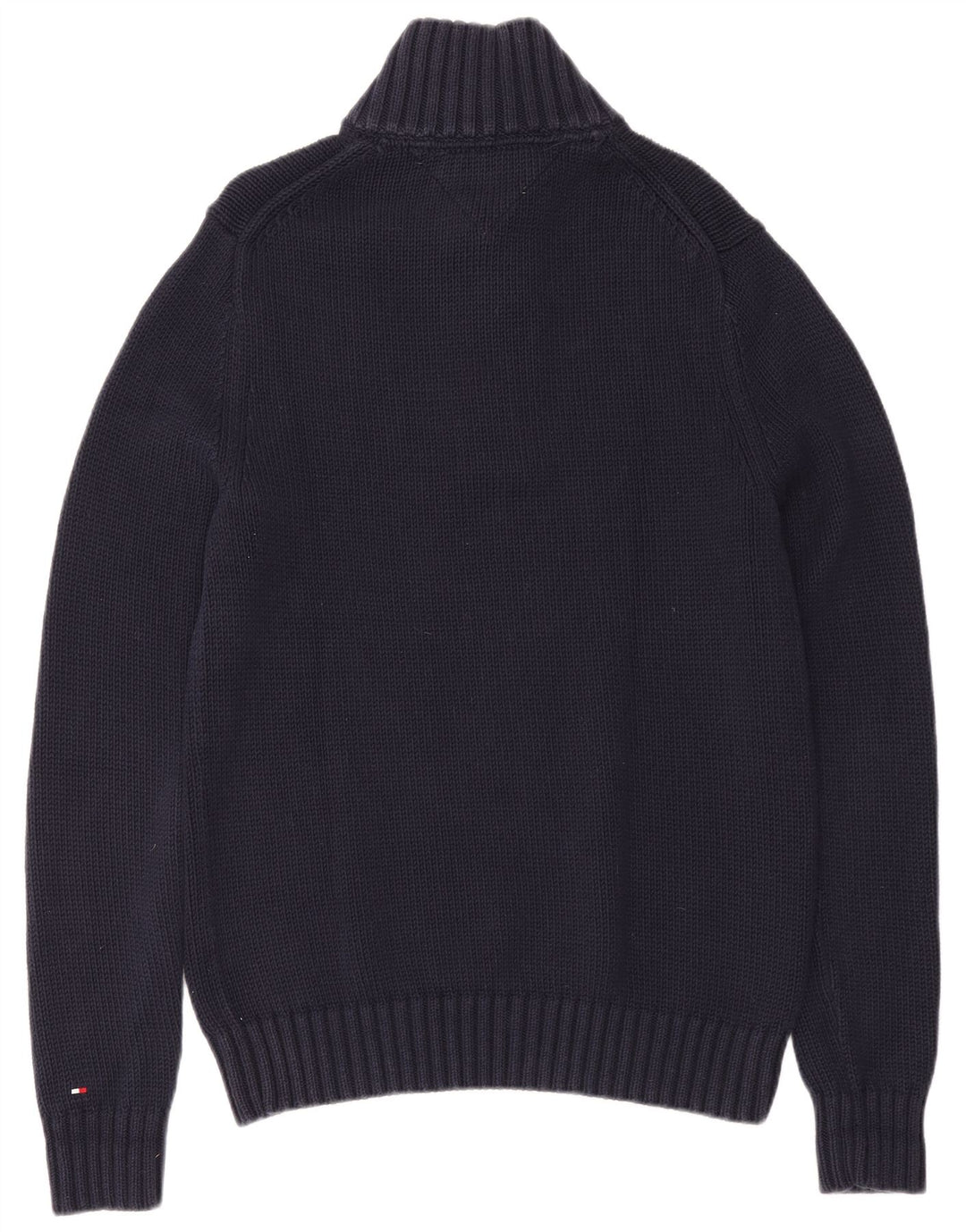TOMMY HILFIGER Mens Button Neck Jumper Sweater XL Navy Blue Cotton