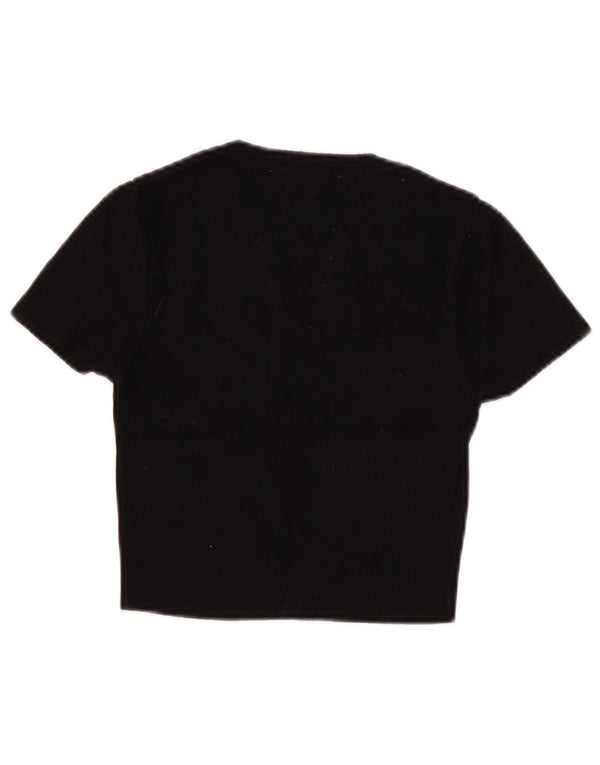 Zara Damen-Pullover, kurzärmelig, bauchfrei, Rundhalsausschnitt, Gr. 8, Schwarz