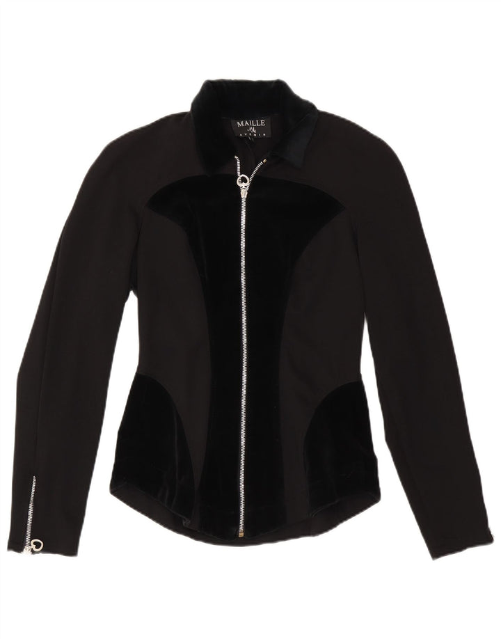 Maille Damen Blousonjacke UK 8 Small Schwarzes Colourblock-Nylon
