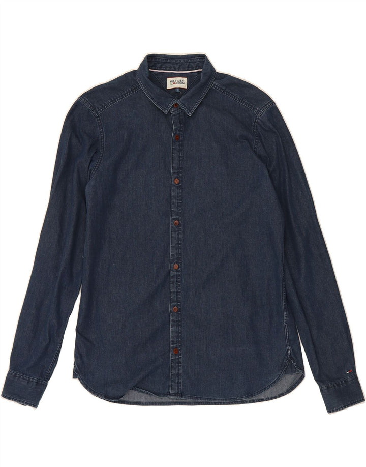 TOMMY HILFIGER Mens Denim Shirt Large Navy Blue Cotton Vintage Tommy Hilfiger and Second-Hand Tommy Hilfiger from Messina Hembry 
