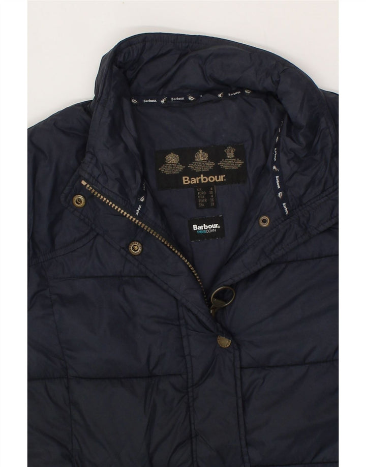 BARBOUR Womens Padded Jacket UK 8 Small Navy Blue Polyamide Vintage Barbour and Second-Hand Barbour from Messina Hembry 