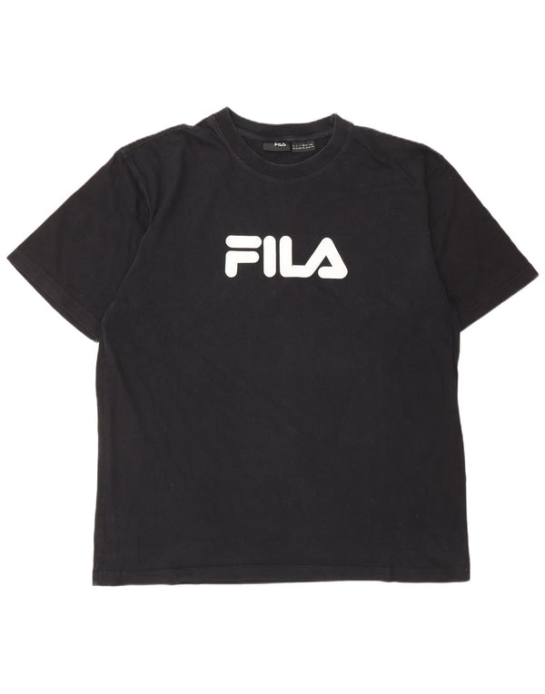 FILA Herren Grafik T-Shirt Top XL Schwarz Baumwolle