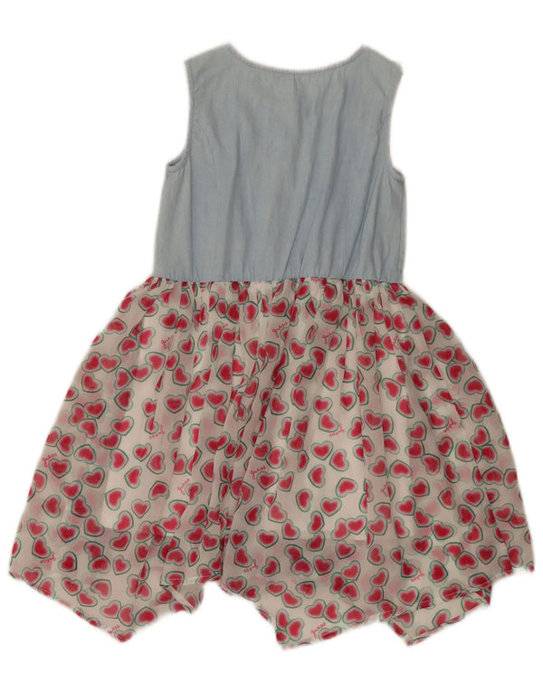 Guess Ärmelloses asymmetrisches Kleid für Mädchen mit abstraktem Muster, 4–5 Jahre, Blau