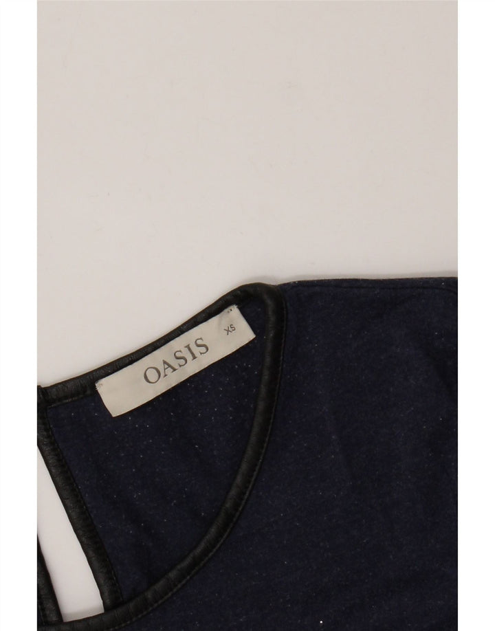 Oasis Damen Top Langarm UK 6 XS Marineblau Viskose