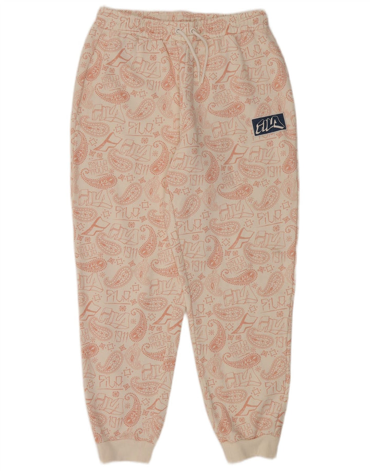 Fila Damen Grafik-Overall-Trainingsanzug in Übergröße, UK 14, Mittel, gebrochenes Weiß, Paisleymuster