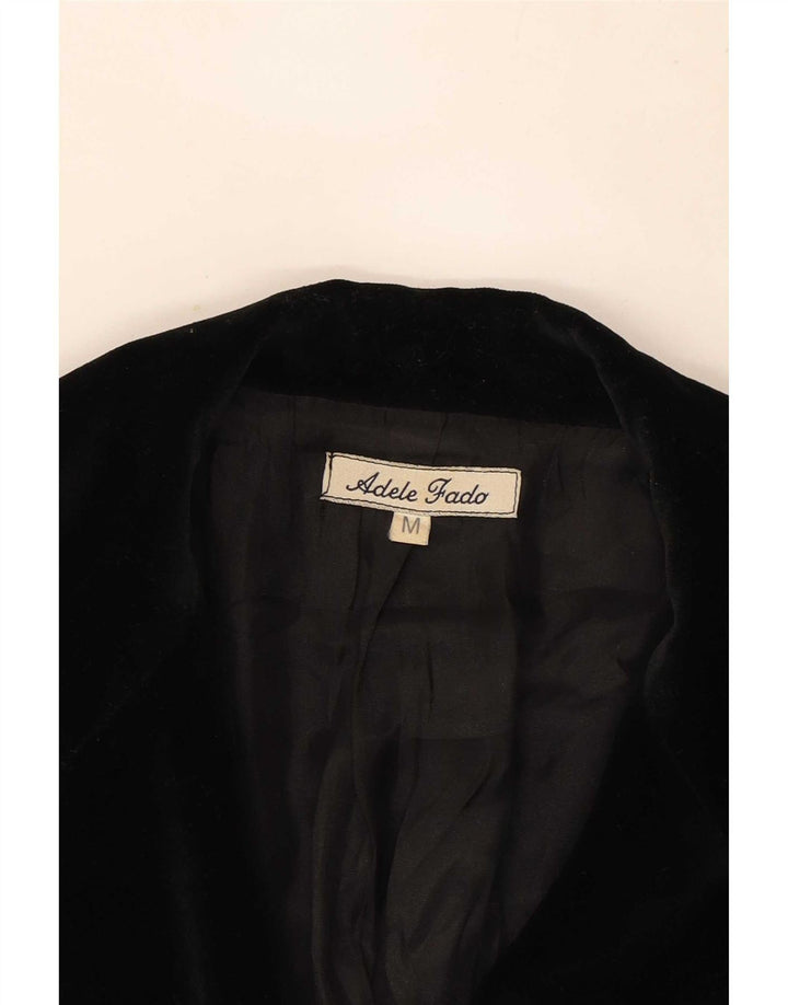 Adele Fado Damen 3-Knopf-Samt-Blazerjacke UK 12 Mittelschwarz