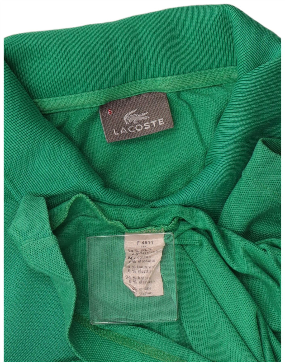 LACOSTE Herren-Poloshirt, Größe 5, große grüne Baumwolle
