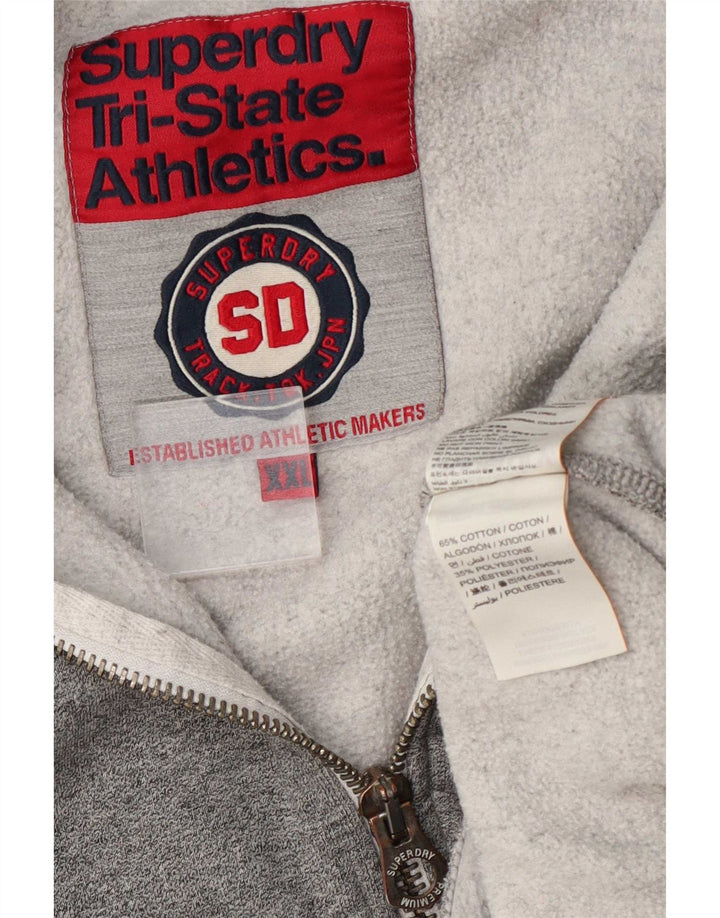 Superdry Herren-Trainingsanzug mit grafischem Oberteil, 2XL, graue Farbblock-Baumwolle