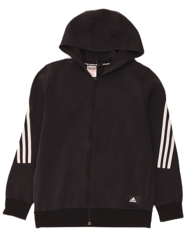 Adidas Jungen Kapuzenpullover mit Reißverschluss, 13–14 Jahre, schwarze Baumwolle
