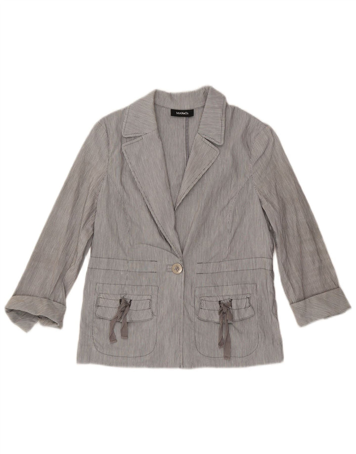 Max & Co. Damen-Blazerjacke mit 3/4-Ärmeln, Größe S, Blau, Nadelstreifen