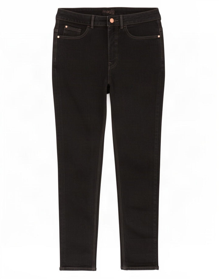 Marks & Spencer Damen Magic Slim Jeans UK 12 Medium W28 L28 Schwarze Baumwolle