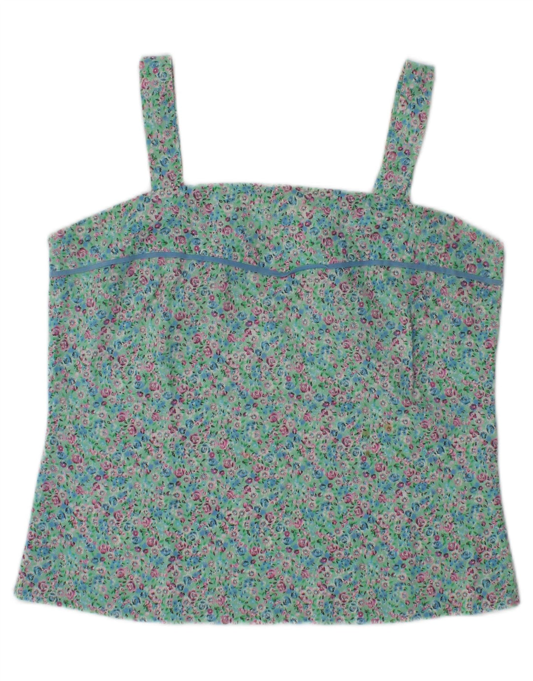 Vintage Damen Cami Top UK 10 Small Türkis Floral