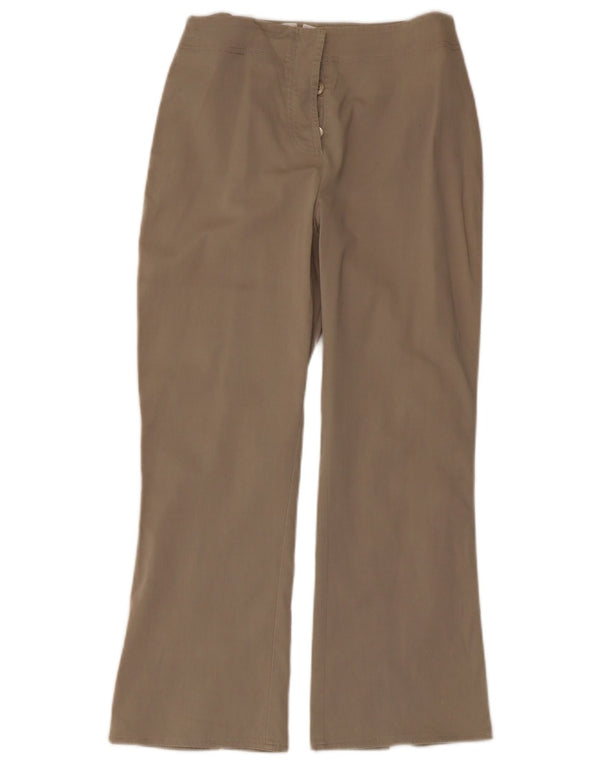 Marella Damen Bootcut-Hose mit kurzem Schnitt, UK 14, Größe L, W32, L23, Khaki, Baumwolle