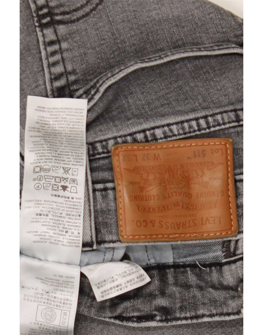 Levi's Herren 511 Slim Jeans W32 L32 Graue Baumwolle