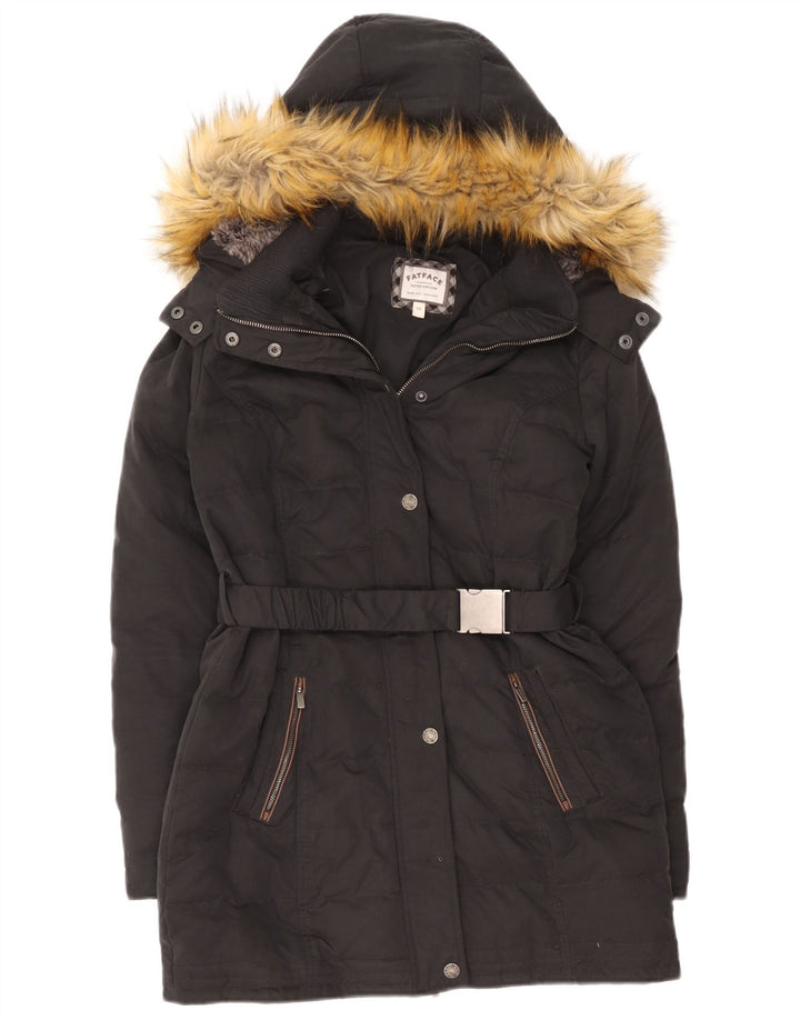 Fat Face Wattierter Damenmantel mit Kapuze, UK 10, Größe S, Schwarz, Polyester