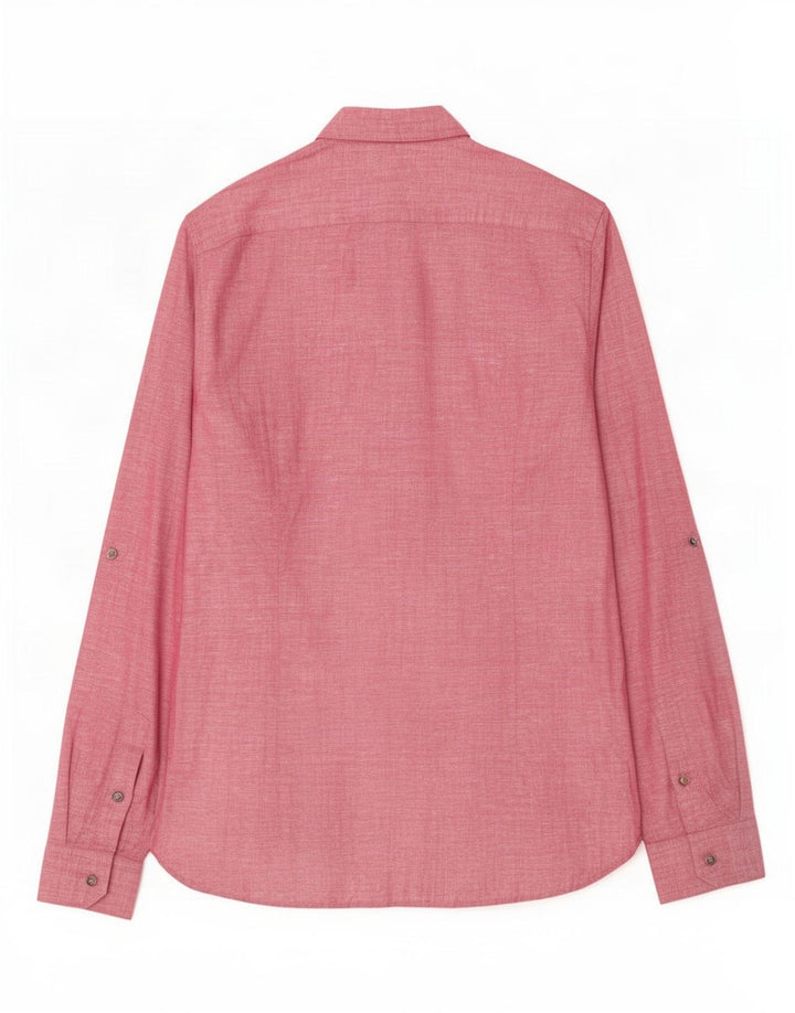 Ted Baker Herrenhemd, Größe 4, groß, rosa Leinen