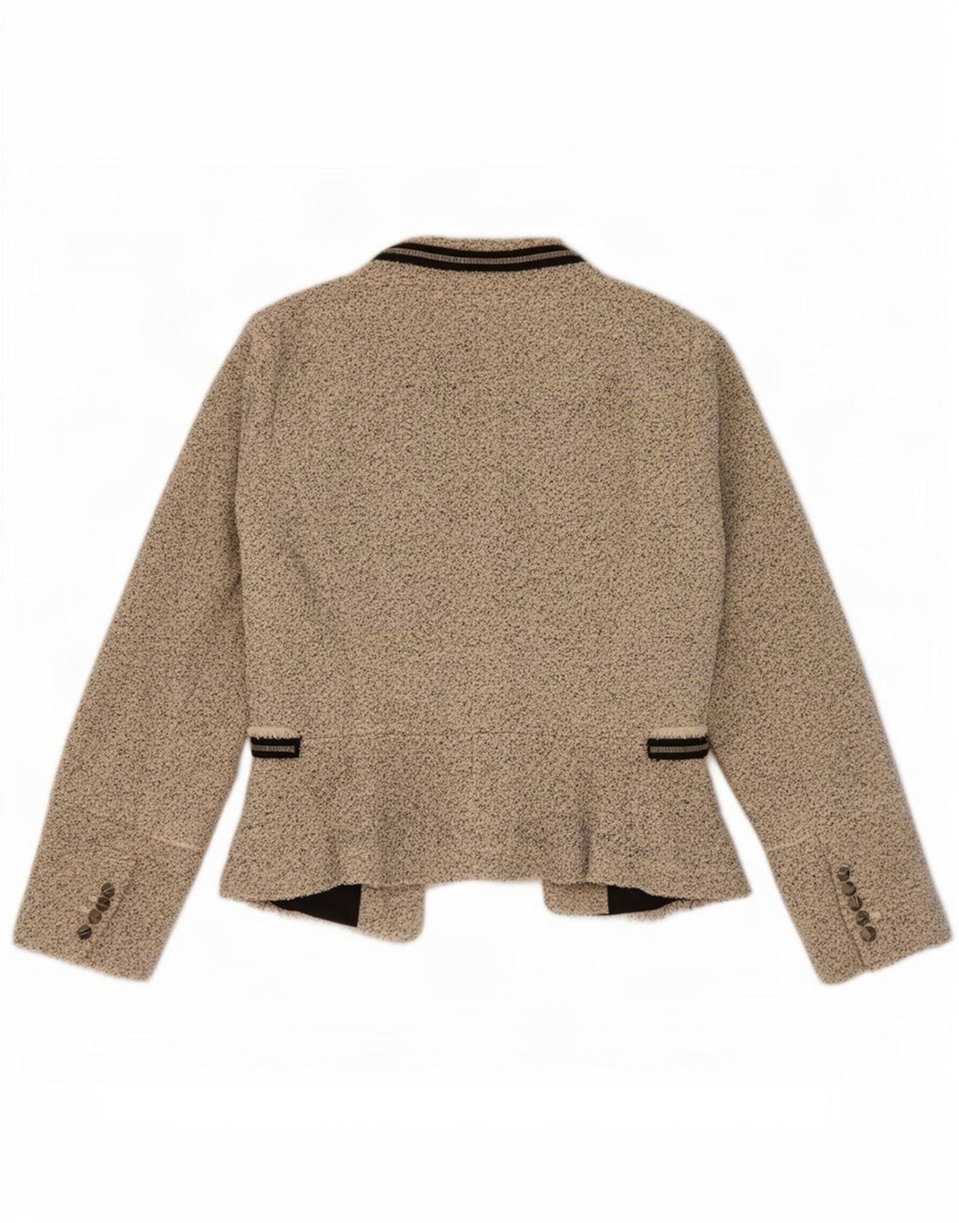 Zara Damen-Blazer, übergroß, offen, Gr. 10, Größe S, Beige gefleckt