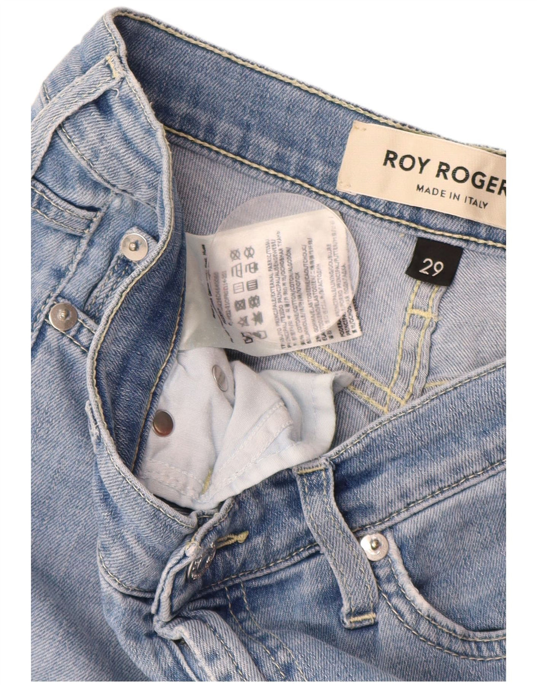 ROY ROGERS Damen-Crop-Jeans W29 L25 Blaue Baumwolle