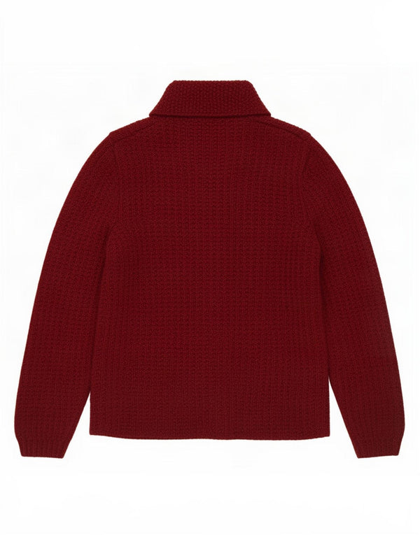 Vintage Damen Cardigan Pullover UK 14 Medium Burgund