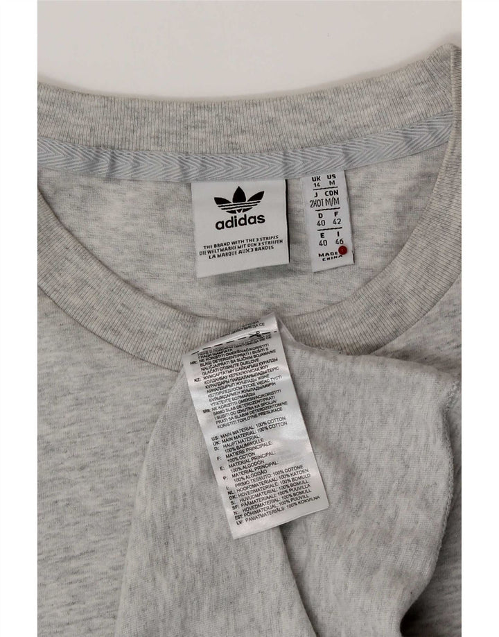 Adidas Damen Graphic T-Shirt Top UK 14 Mittelgraue Baumwolle